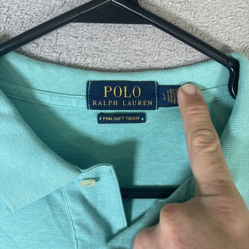 Polo Ralph Lauren Polo Shirt Men’s‎ Size Large Teal Pima Soft Touch - Picture 3 of 7